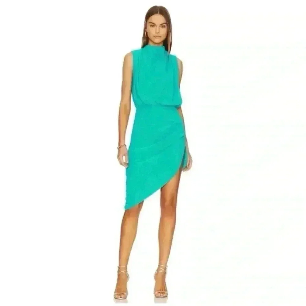 Nwot Amanda Uprichard Fabianna Cowl Neck Sleeveless Midi Dress Atlantis Green S